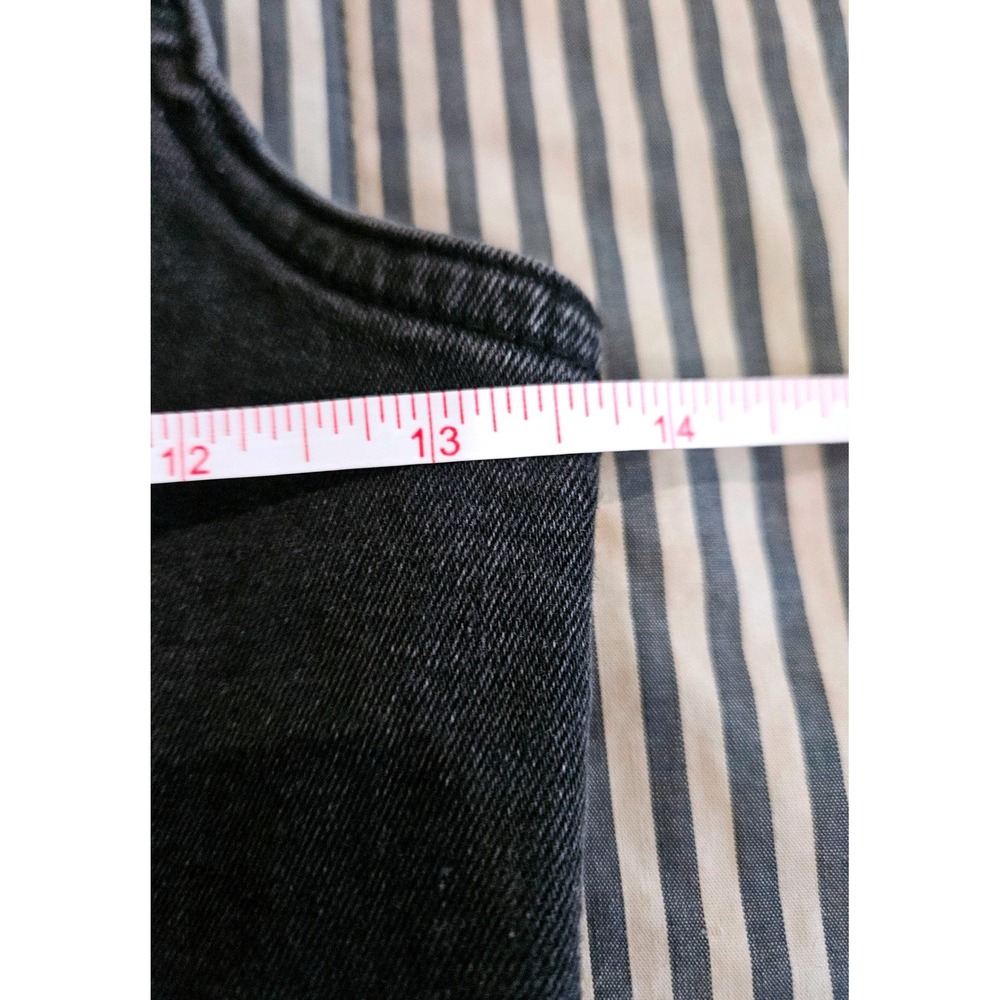 BDG Urban Outfitters Black Denim Mini Dress Button Front Embroidered Small 90s - Picture 6 of 7